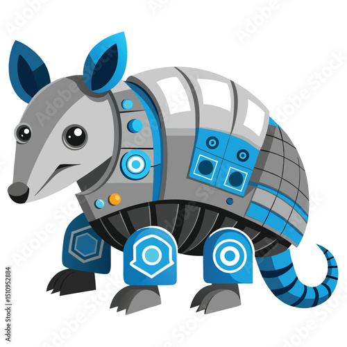 Creative armadillo mascot crafted from computer parts with a sleek shell design showcasing technology and imagination