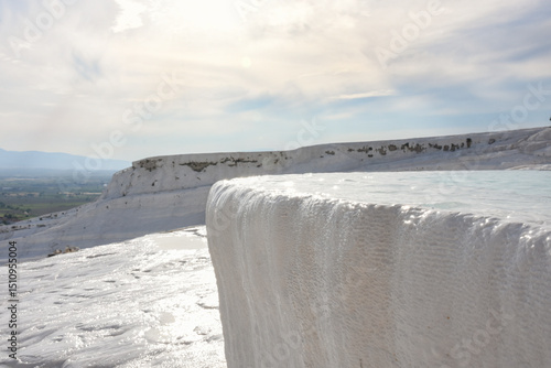 water and hvide travertiner at pamukkale, denizli