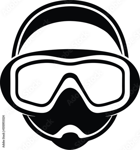 snorkel mask silhouette, tube gear, dive icon

