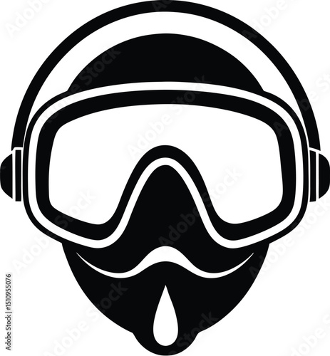 snorkel mask silhouette, tube gear, dive icon
