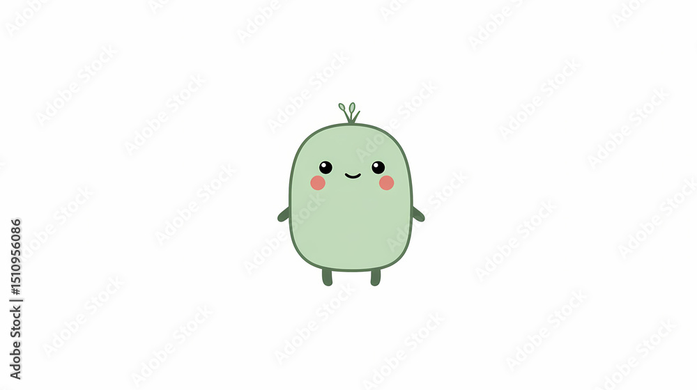 Obraz premium Cute Funny Green Bean Monster Character Design Whimsical Creature Illustration Playful Vegetable Art Quirky Foodie Graphic Novelty Bean Cartoon Fun Kids Illustration 