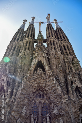 towers of sagrada familia at barcelona, spain