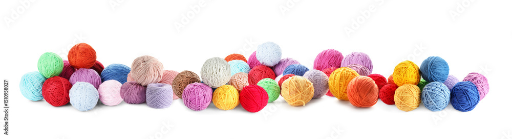 Knitting threads in different colors isolated on white Knitting threads in different colors isolated on white