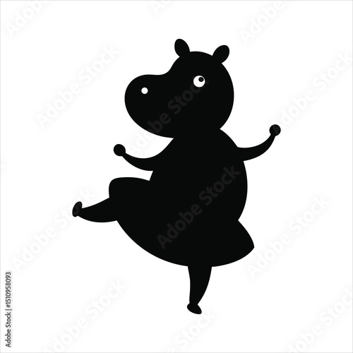 Hippopotamus dancing wearing a tutu vector
