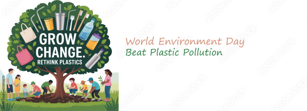 custom made wallpaper toronto digitalWorld Environment Day Poster Promoting Reduction of Plastic Use, Beat Plastic Pollution concept Art
