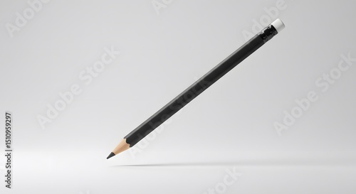 A Black Pencil on a White Background: Minimalist Stationery Photography
