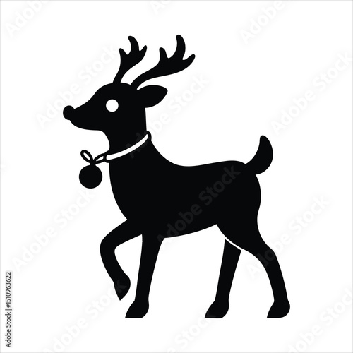 Reindeer prancing wearing a bell collar vector
