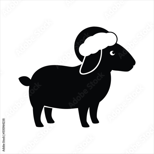 Sheep grazing wearing a bonnet vector