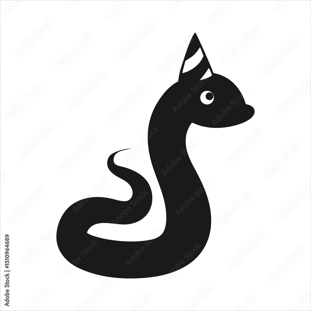 Fototapeta premium Snake slithering wearing a party hat vector