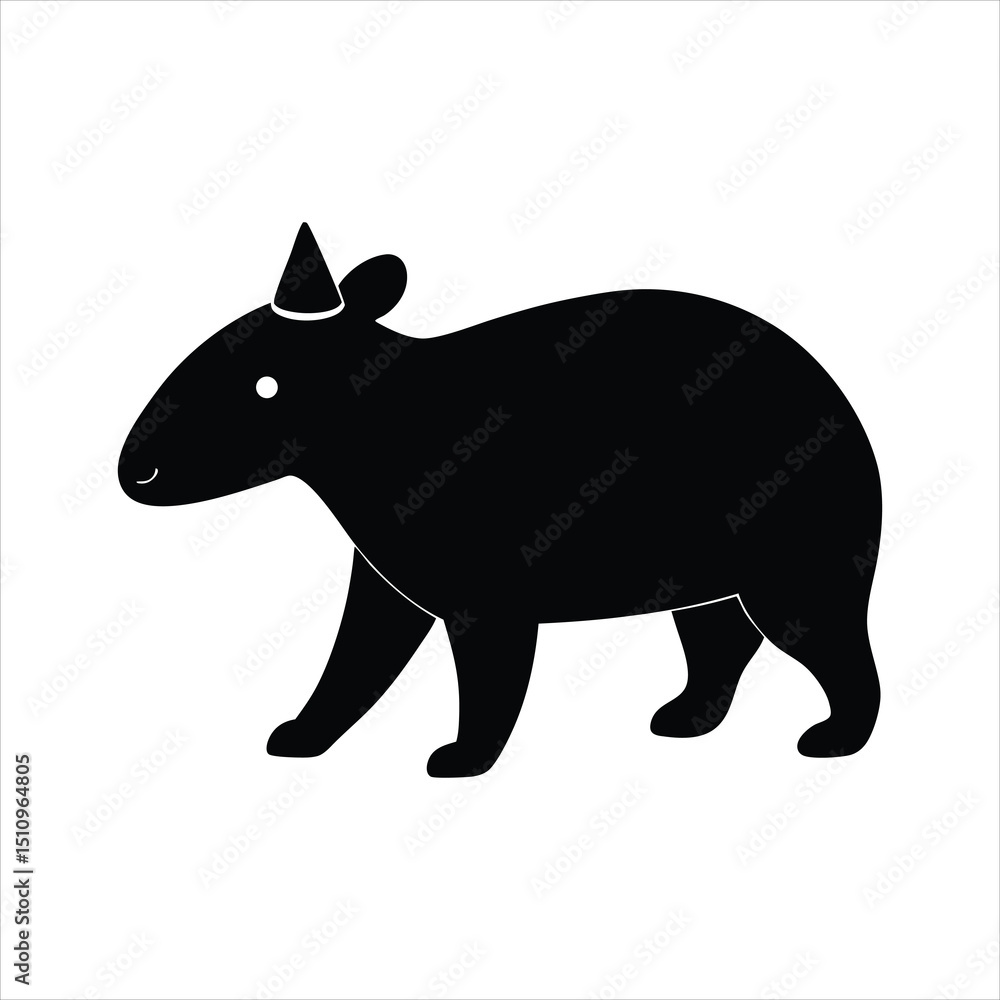 Fototapeta premium Tapir walking wearing a birthday hat vector