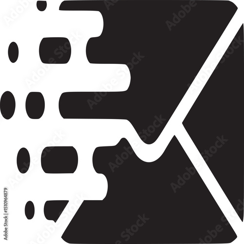 A minimalist black paper airplane on a white background in simple illustration