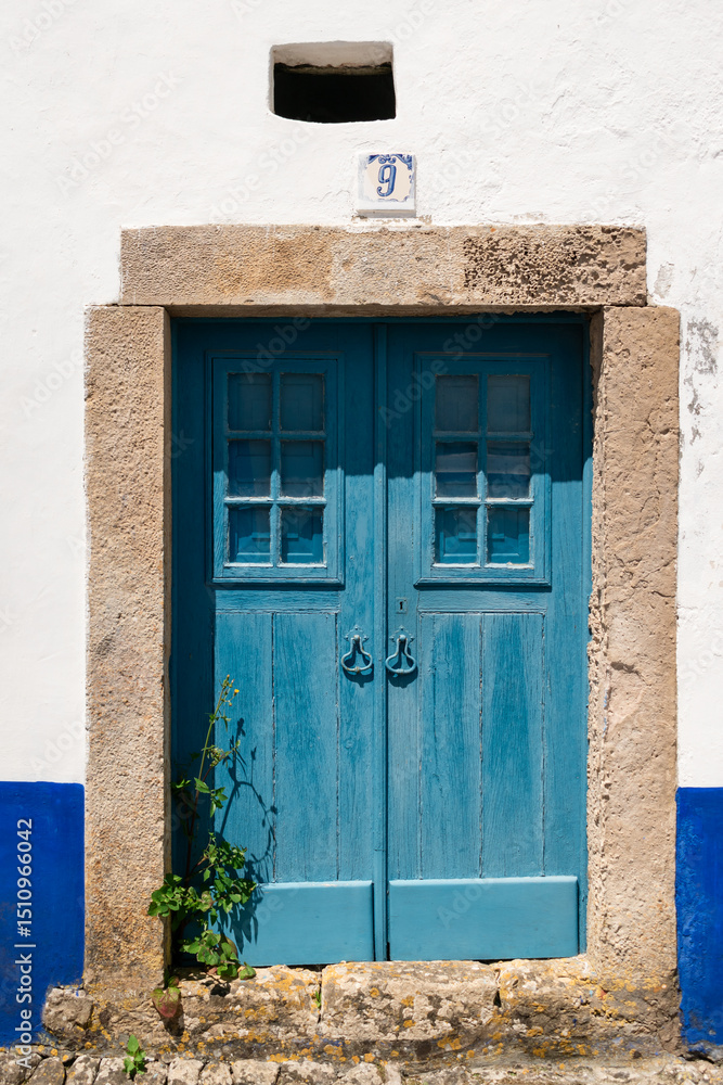 Fototapeta premium blue door in the old house
