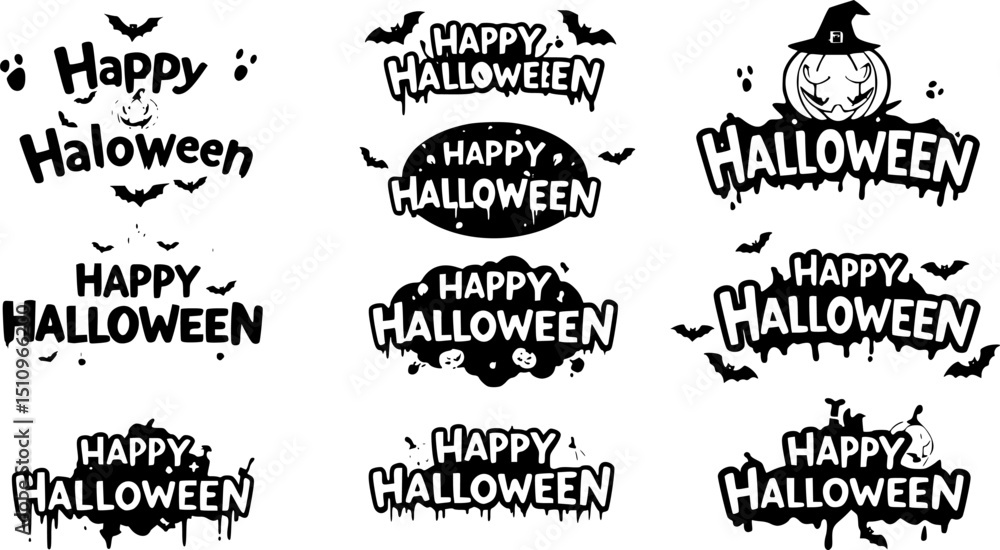 Fototapeta premium Happy Halloween Text Banner, Vector 