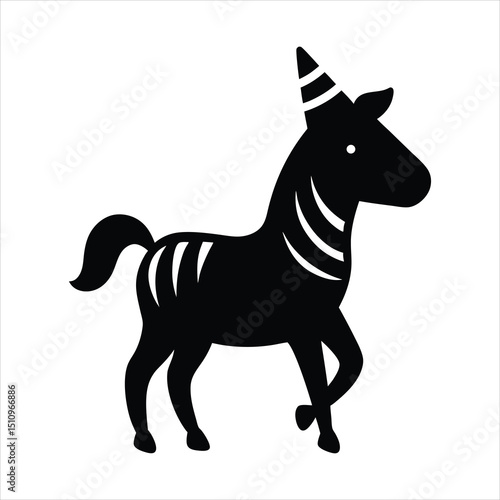 Zebra prancing wearing a party hat vector