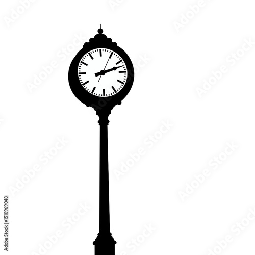 Traditional street clock silhouette against a white background  