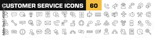 Customer service icons. Client support vector set. Customer line icon set. Chat support online sign.