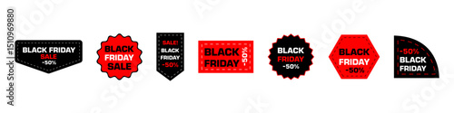 Black friday tag. Sate vector price tag. Store advertisement badge set. Isolated black friday sign. Discount offer for black friday.