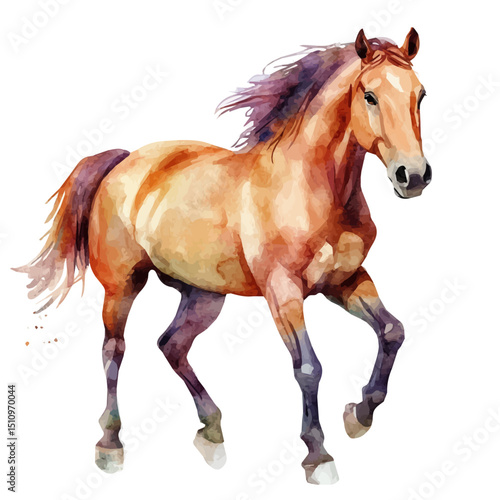 Horse, watercolor clipart vector, high quality, isolated on a white background.