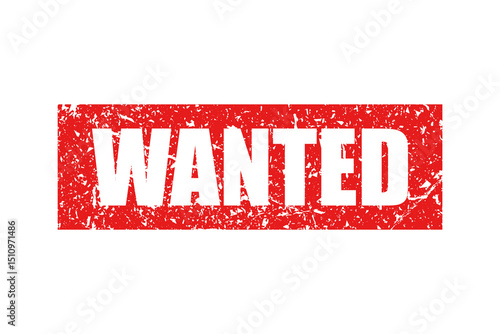 Wanted - red stamp on white background