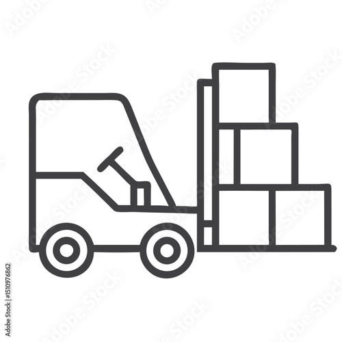 Forklift Industrial Loader Icon for Warehouse Management Systems, Manufacturing Apps, Logistics Operations Graphics, Industrial Equipment Catalogs and Supply Chain Interfaces
