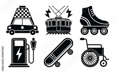 Transportation Outline Icon Vector White Background