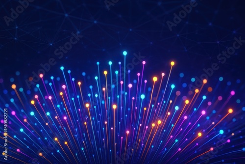 Illuminated Fiber Optic Network Abstract Technology Background Showcasing Glowing Strands of Light Representing High Speed Data Transmission and Global Connectivity Generative AI