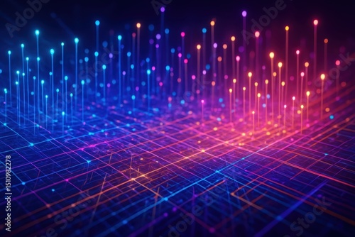 Illuminated Fiber Optic Network Abstract Technology Background Showcasing Glowing Strands of Light Representing High Speed Data Transmission and Global Connectivity Generative AI