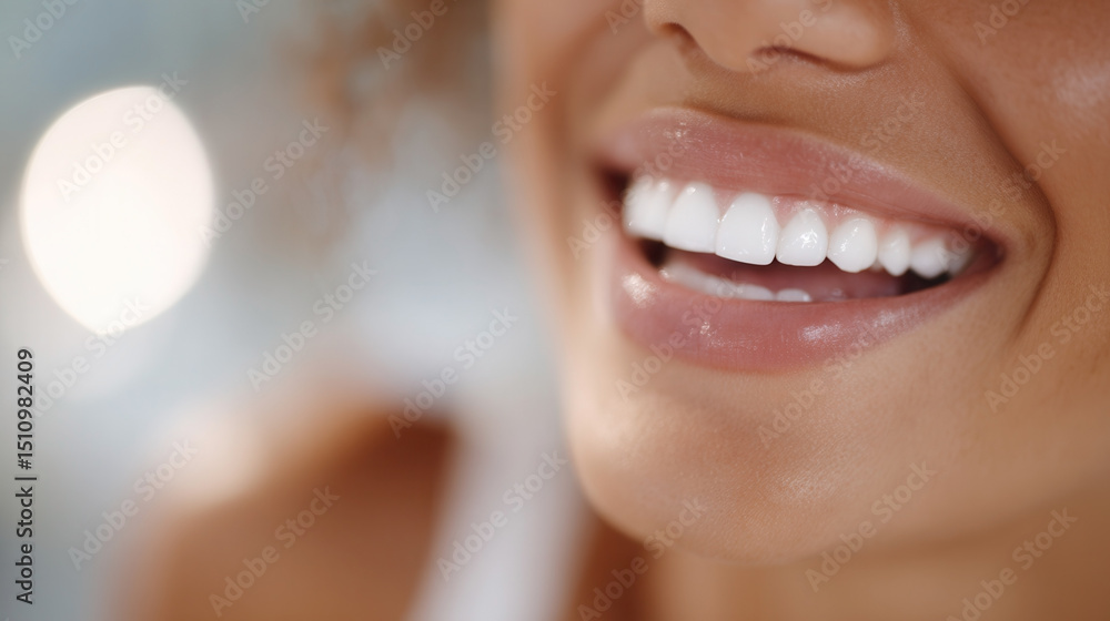 Obraz premium Dental professional promotes oral health with bright smile and cheerful atmosphere while educating on dental hygiene