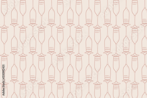 Hand-drawn glass cup pattern for cards, liquor stores, menus, clubs, or graphic design. Glass illustration. Glass cup drawn with lines. Vector graphics.