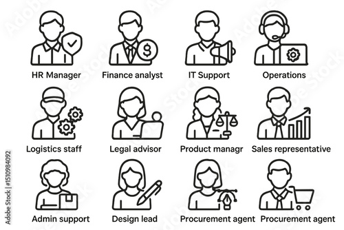 Icons representing various corporate roles and responsibilities
