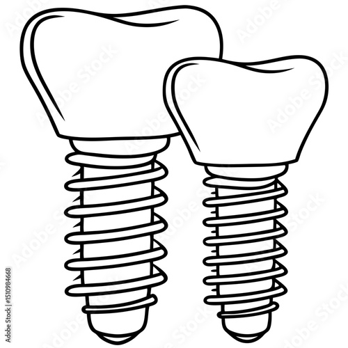 Dental implants in various sizes on white background  