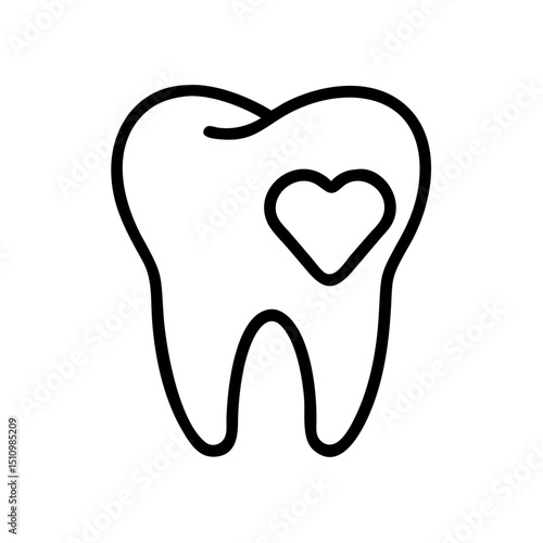 Tooth with heart symbol, for dental care, healthcare branding