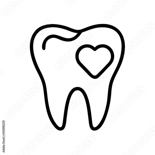 Tooth with heart, dental care symbol, for websites