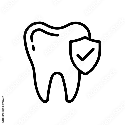 Protected tooth icon, dental care symbol, for healthcare websites