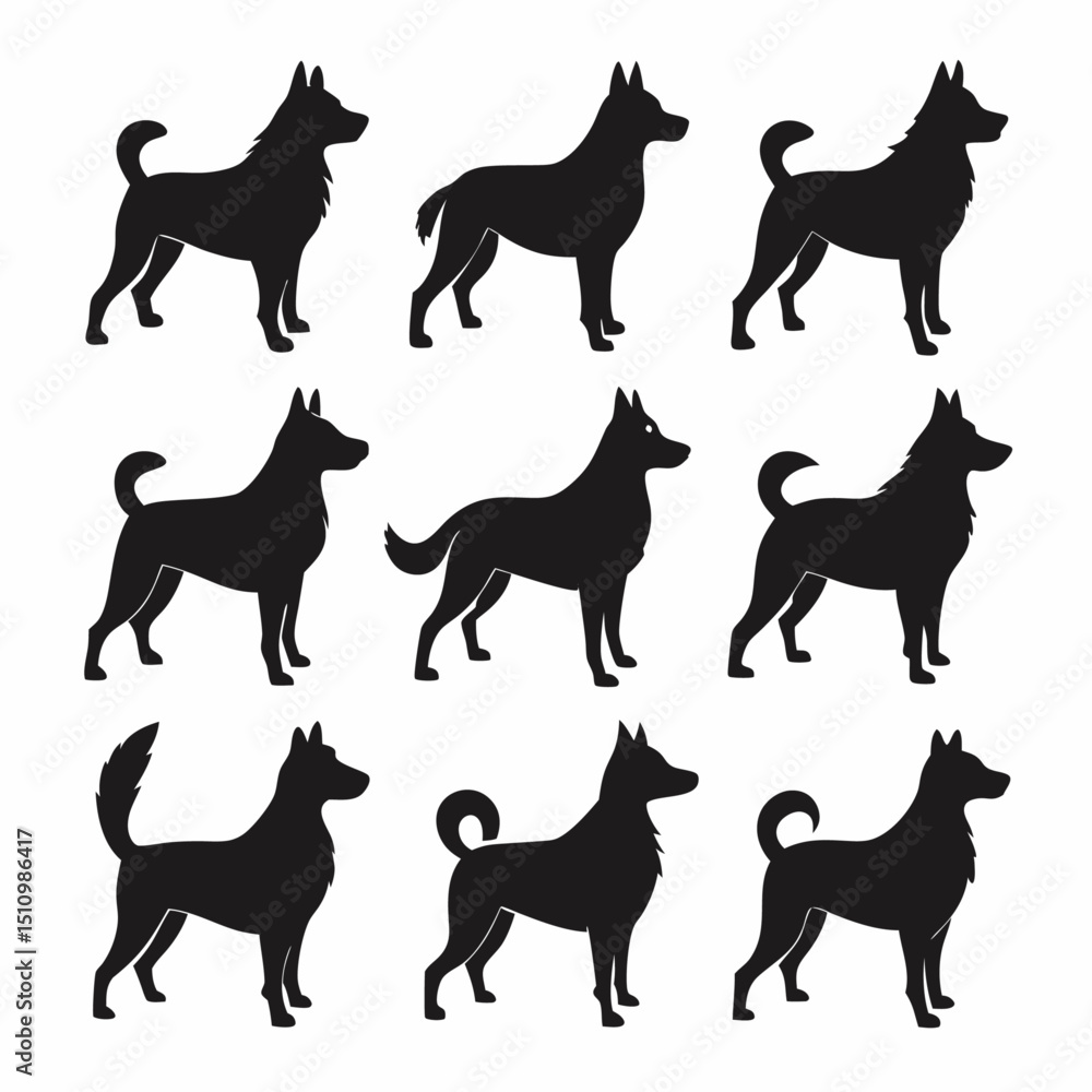 Dog silhouette bundle set vector design Dog silhouette bundle set vector design
