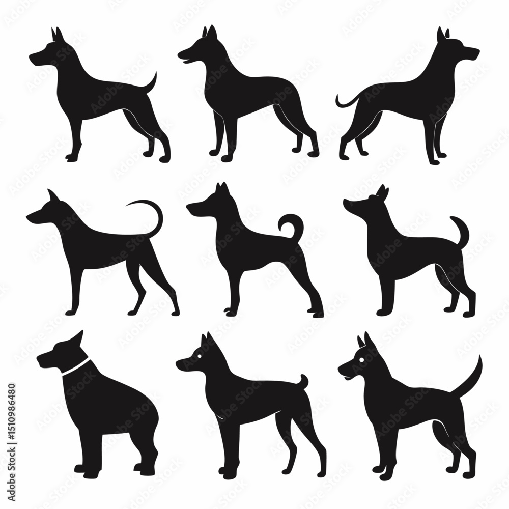 Dog silhouette bundle set vector design Dog silhouette bundle set vector design
