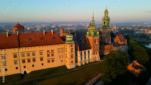 Krakow Wawel Castle drone view