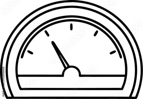 Simple black and white icon depicting a dial or gauge with a pointer indicating a measurement