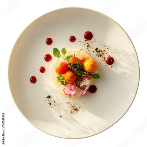 Wallpaper Mural Minimalist gourmet appetizer with tomato, radish and herb garnish Torontodigital.ca