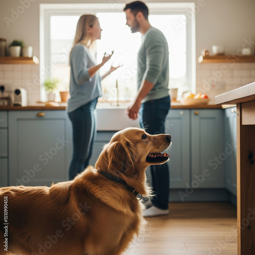 Couple arguing dog
