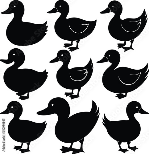Duck silhouette bundle set vector design