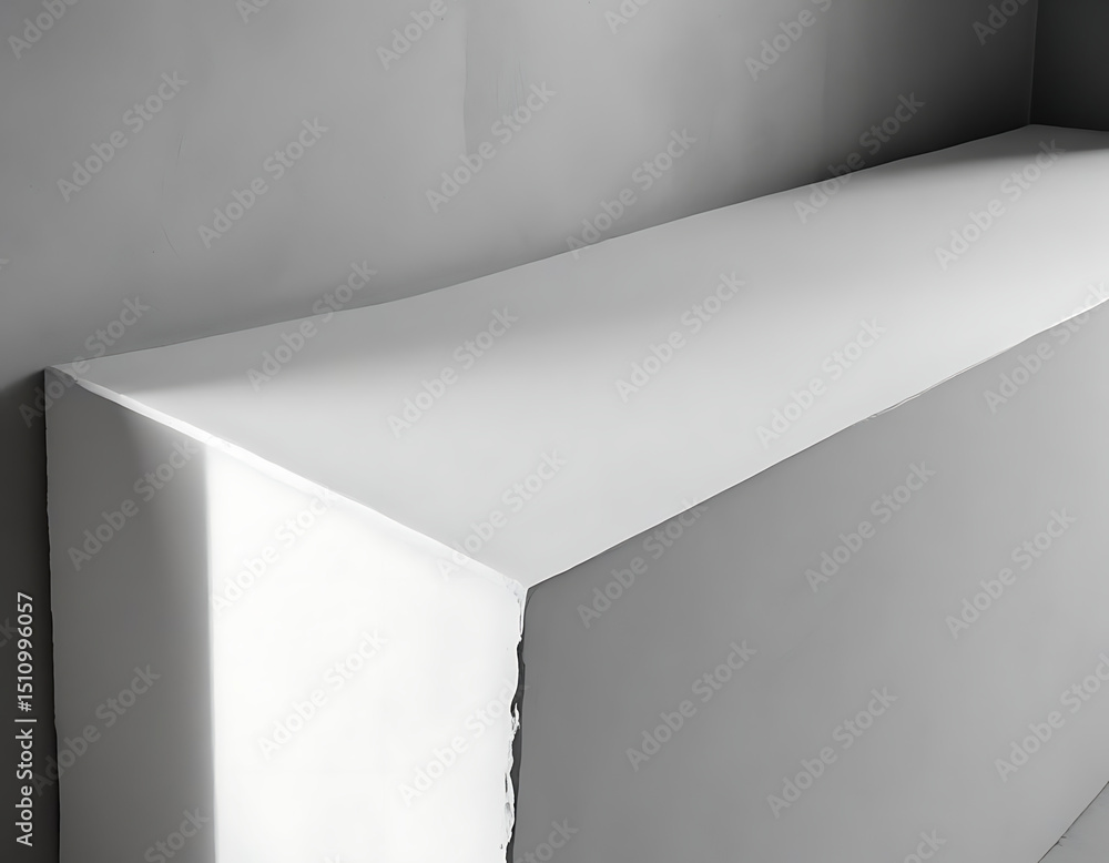 Fototapeta premium White minimalist geometric cube in empty corner