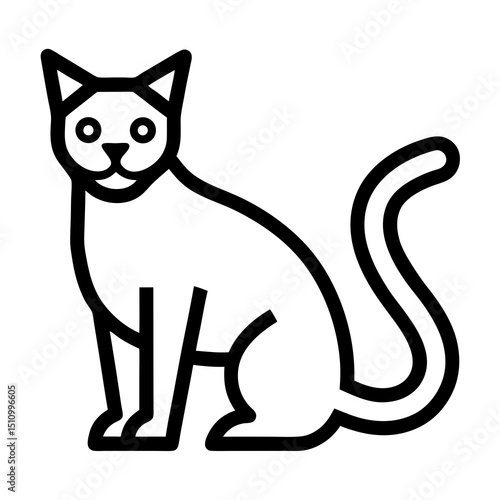 Minimalist Cat Icon: A simplified illustration of a domestic cat, showcasing clean lines and a sleek, modern design, perfect for various applications.