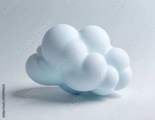 Blue cloud and white fluffy clouds on grey background 3D illustration