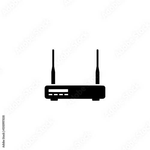 Illustration of wireless router wifi internet connection network device technology antenna signal access point