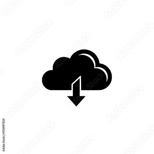 Cloud download icon vector illustration symbol for storage data computing network technology and internet service design