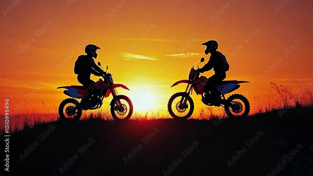 Adventure seekers riding dirt bikes in the wilderness Adventure seekers riding dirt bikes in the wilderness