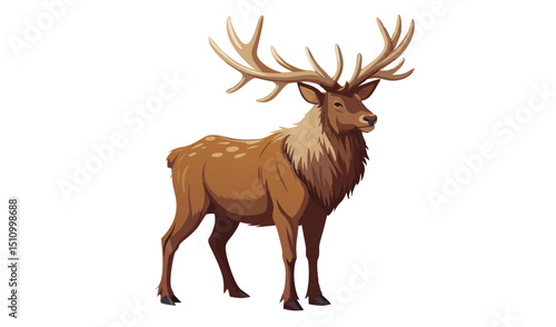 Majestic male elk with large antlers illustration
