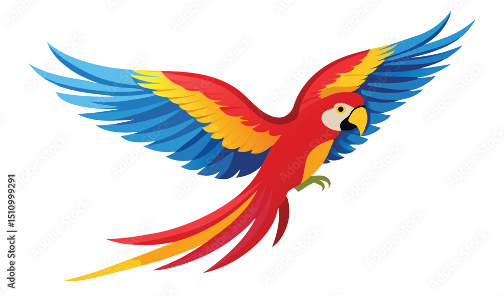 Obraz premium Vibrant scarlet macaw in flight colorful bird