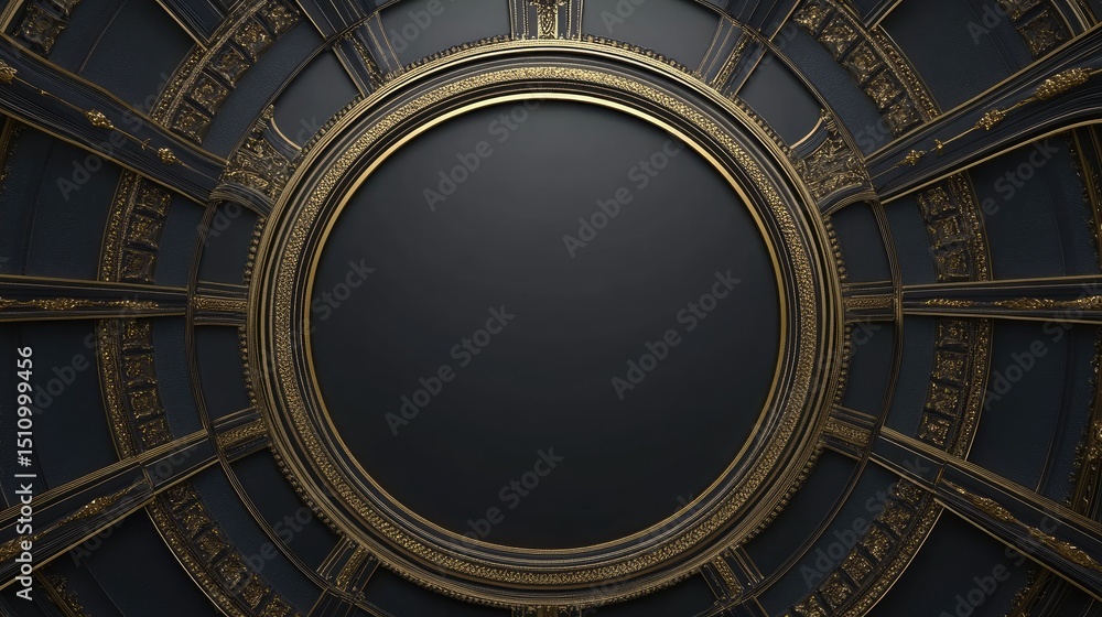 Ornate, circular ceiling design with gold accents. Ornate, circular ceiling design with gold accents.